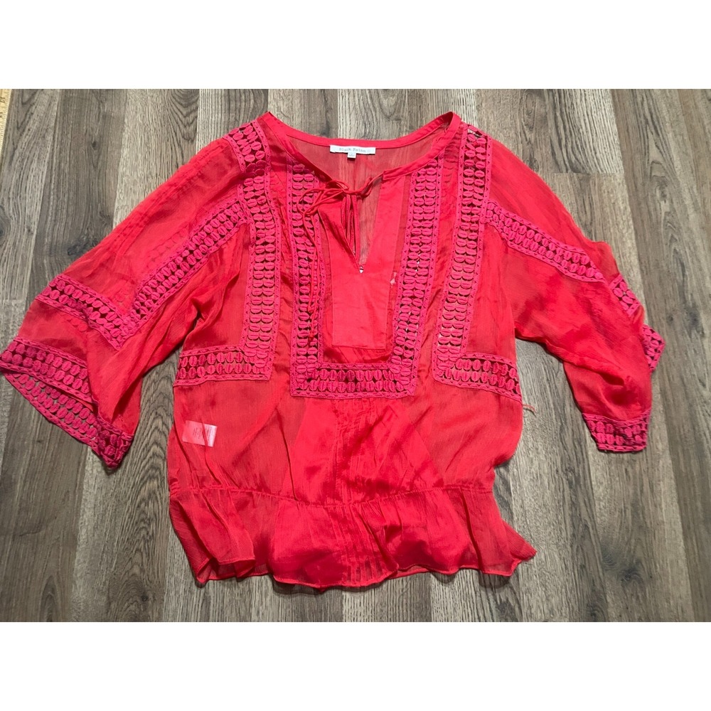 Black Rainn Shirt, Women's Size Small, Red, See Through, Built in Tank Top